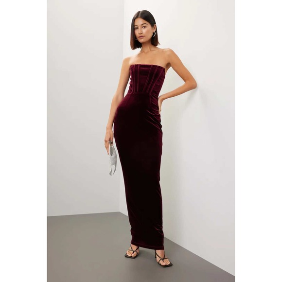 Bronx and Banco Dresses & Skirts - Bronx and Banco Florentina Strapless Velvet Gown Lace Up Back Size XL NO TIE